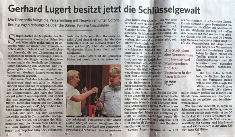 21.07.2020 Gerhard Lugert besitzt jetzt die Schlüsselgewalt