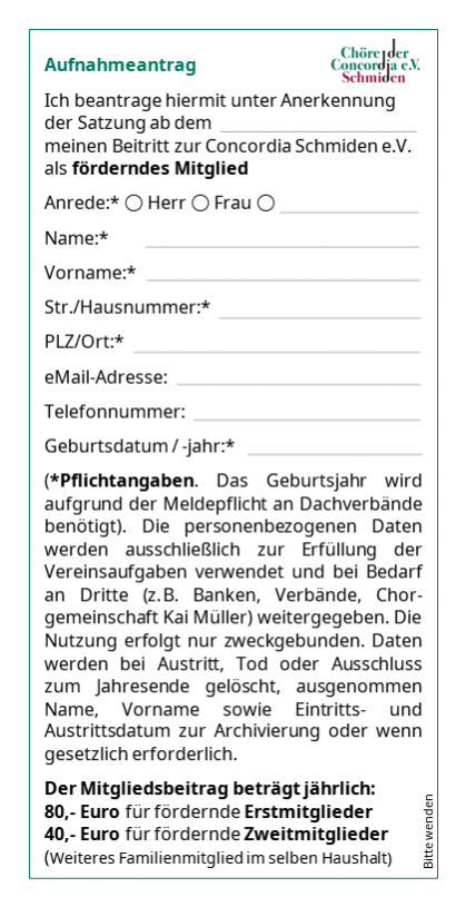 Aufnahmeantrag