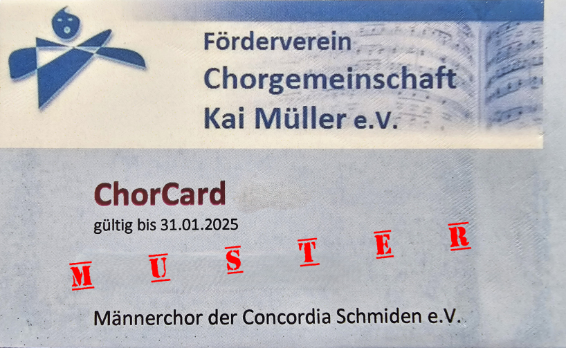 Muster ChorCard der Chorgemeinschaft Kai Müller
